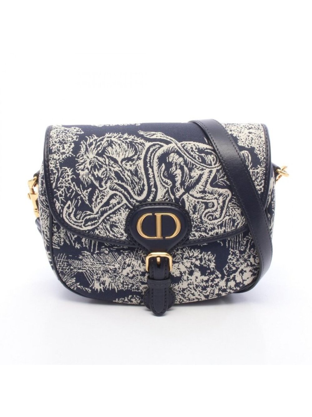 Dior Shoulder Bag Bobby Medium Toile de Jouy Navy Ivory Canvas